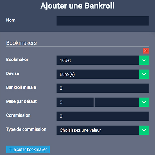 Premièrement, configurez votre compte: bankrolls, bookmakers, tipsters, sports favoris